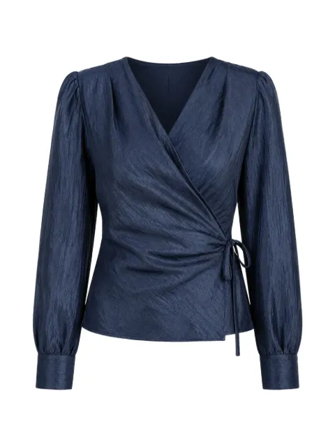 OTRO AMOR crinkled-effect wrap blouse Blue MI20