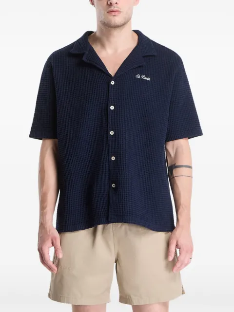 MC2 Saint Barth waffle-knit logo-embroidered shirt Blue MEN000100778F