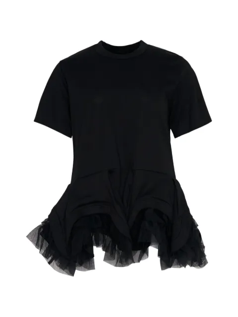 Noir Kei Ninomiya ruffled peplum T-shirt Black 3RT02605111A