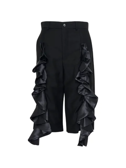 Noir Kei Ninomiya ruffle-trimmed cropped trousers Black 3RP00305111A