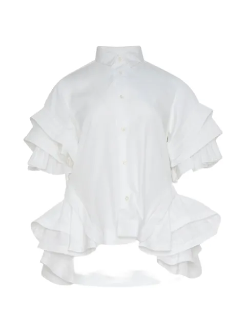 Noir Kei Ninomiya ruffled flared shirt White 3RB00405121A