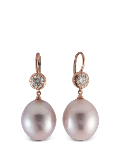 Sylva & Cie freshwater pearl and diamond earrings Pink E285213581
