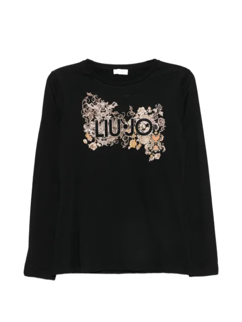 LIU JO logo-print rhinestone-embellished T-shirt Black WF6448JS923