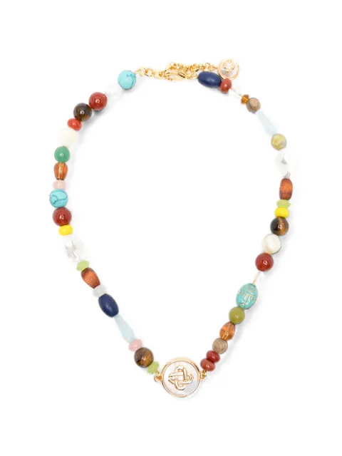 Casablanca logo-pendant beaded necklace Gold AAW26JW43101