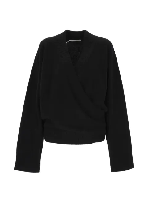 ARMARIUM wrap-style rib-trimmed sweater Black ARMTMKN34W038002