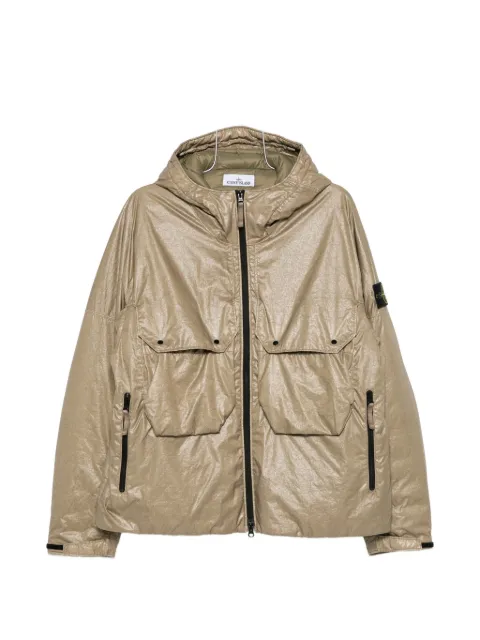 Stone Island logo-patch hooded padded jacket Green L2S154100056S0419