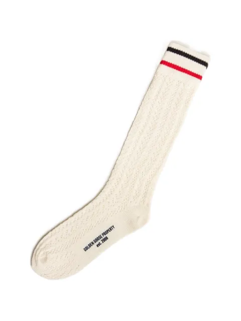 Golden Goose open-knit striped-trim socks White GUP01859P001543