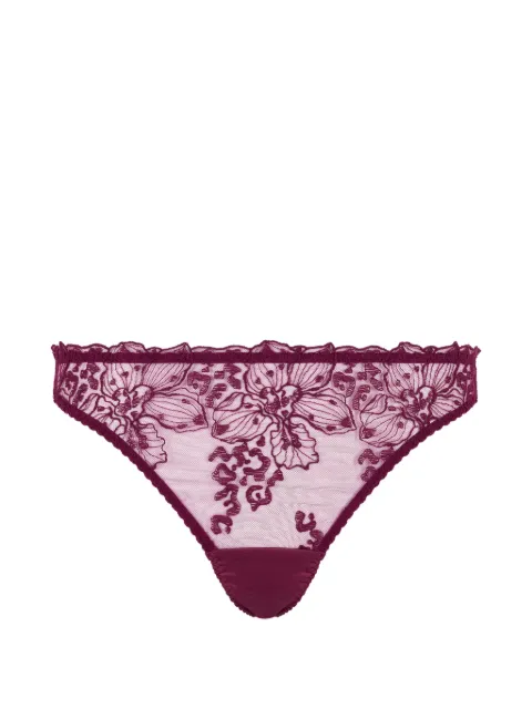 Fleur Of England Viola floral-embroidered briefs Purple VIOLABRAZILIANBRIEF