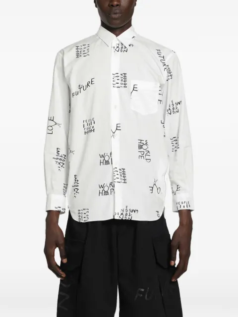 Comme Des Garçons Shirt slogan-print zip-detail shirt White FQB040S26