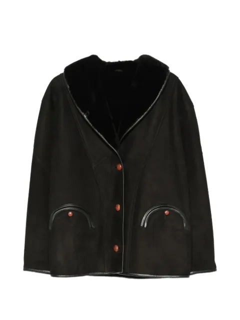 Blazé Milano Tatoosh shearling leather-trimmed jacket Black JKSCS01TAHN000