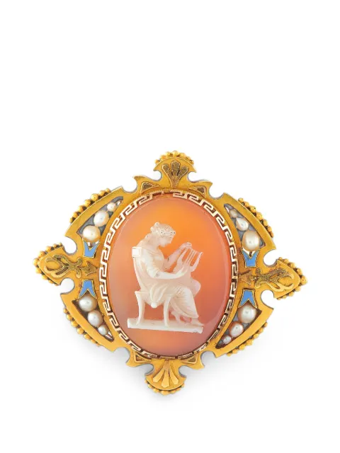 LB Exclusive agate and pearl cameo brooch Gold MF07080426
