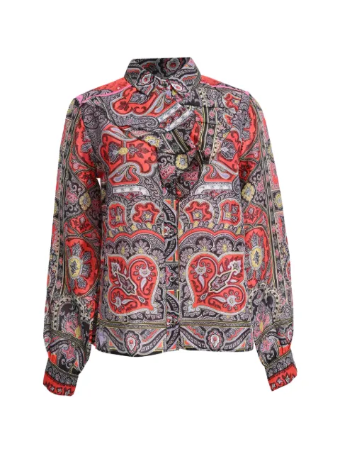 Etro Vintage Paisley-print ruffle blouse Red RFCPUGBCL767781W