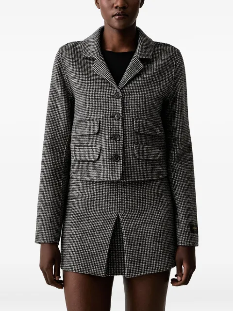 ERMANNO FIRENZE houndstooth-pattern cropped jacket Grey D49EI022EY6