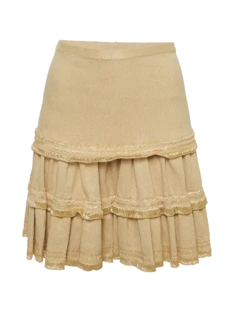 Alaïa Pre-Owned mini tiered flared skirt Neutrals 1407607