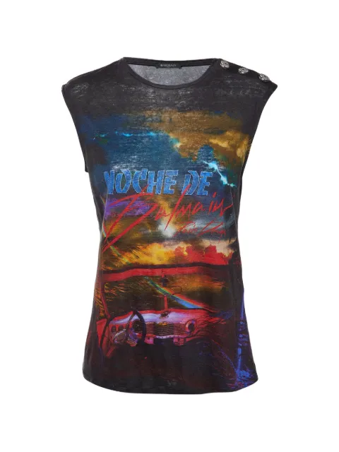 Balmain Pre-Owned graphic-print tank top Grey 1409821