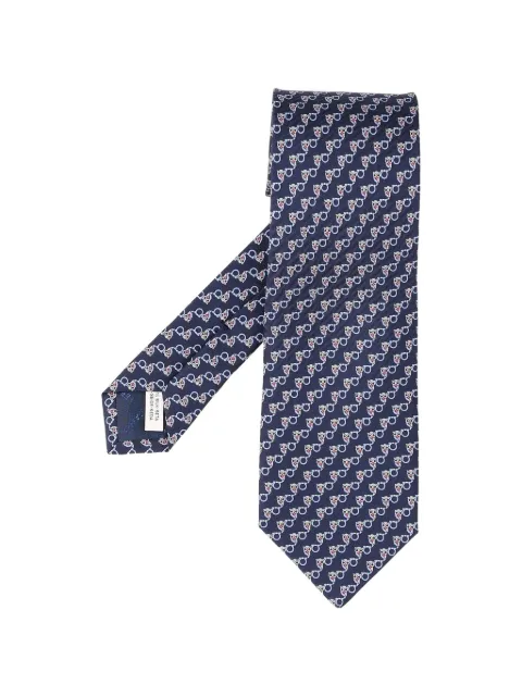 Ferragamo Owl-print silk tie Blue 794425