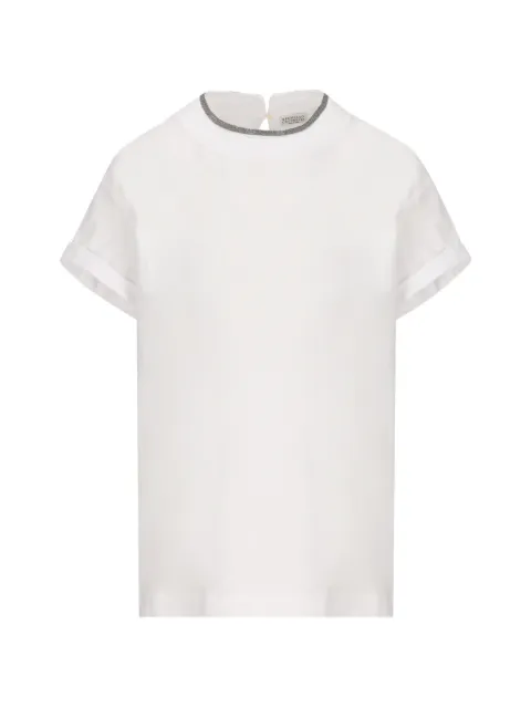 Brunello Cucinelli stretch cotton jersey T-shirt with monili White M0T18BD200C159