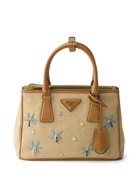 Prada Galleria small canvas and leather embroidered bag Neutrals 1BA896VEOS2ZQY
