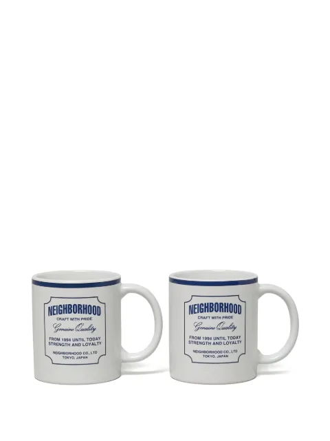 Neighborhood logo-print rim mugs White 252MYNHAC06BLU