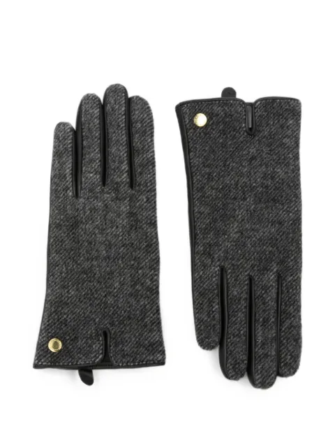 Barbour tweed-effect leather-trim gloves Grey LGL0155