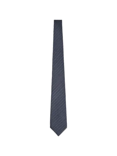 Giorgio Armani chevron-pattern silk tie Blue GM000800TE22446F8042