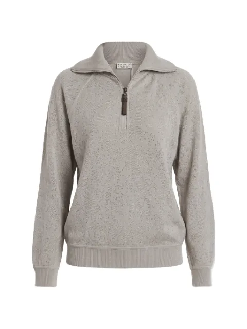 Brunello Cucinelli quarter-zip wool sweater Grey MG963B2Y05