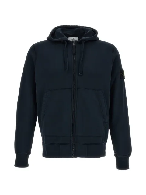 Stone Island 6100061 organic cotton fleece hooded sweatshirt Blue 6100061S0051