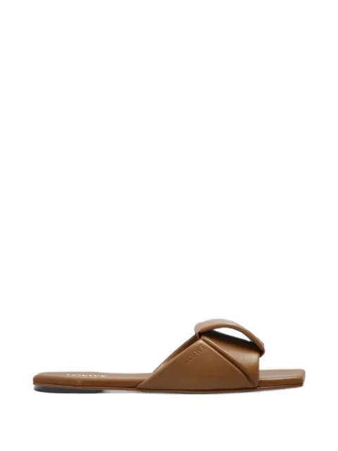 LOEWE Origami leather flat sandals Brown L815465XBD