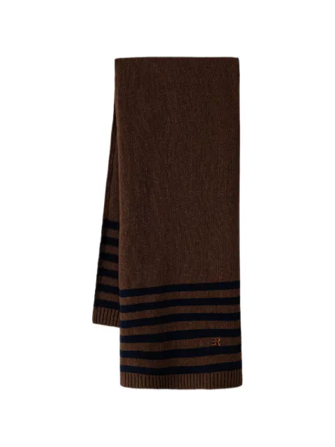 ERMANNO FIRENZE striped embroidered-logo scarf Brown D49ER004EO8