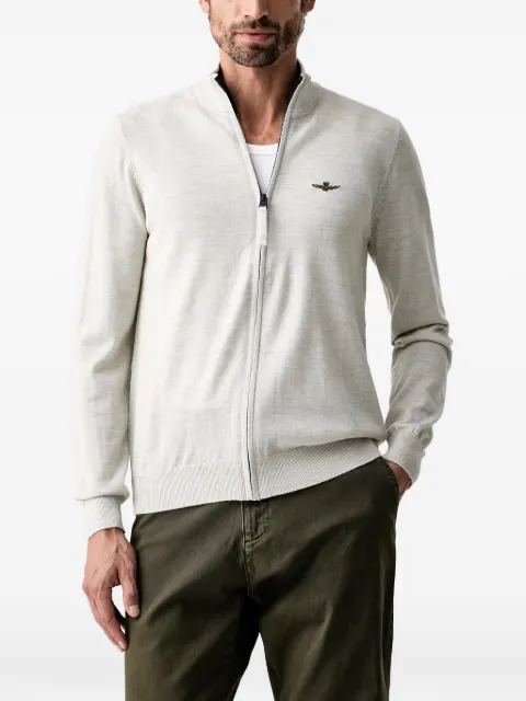 Aeronautica Militare wool zip-up cardigan Grey MA1642UL00415