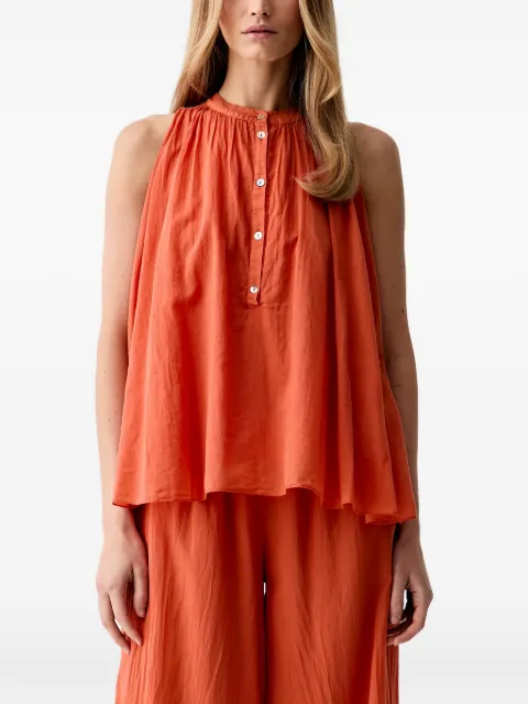 VICOLO gathered button-placket top Orange TAB0698