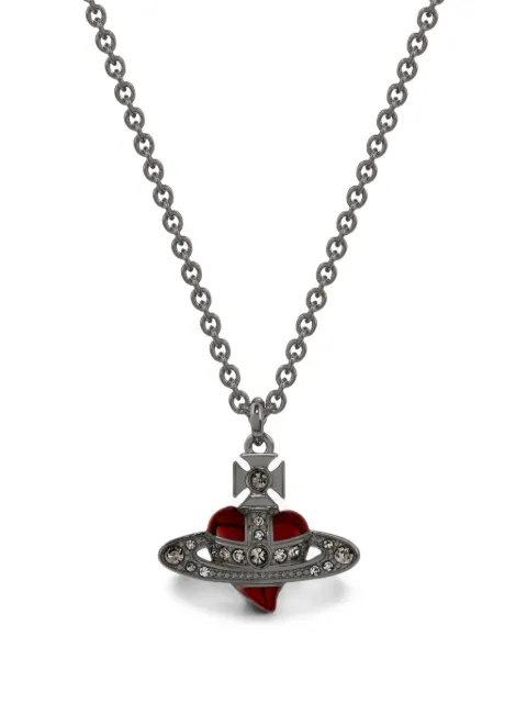 Vivienne Westwood Man. Diamante Heart pendant necklace Grey 630203BV02S420S420