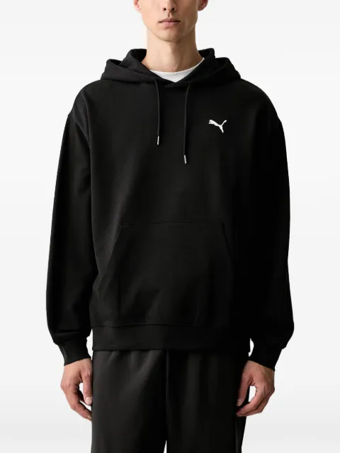 PUMA logo-print waffle-knit hoodie Black 694309