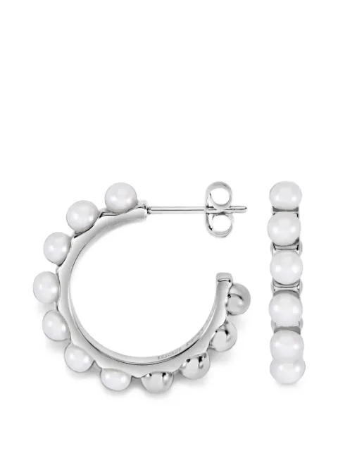 DOWER AND HALL large Timeless pearl-embellished hoop earrings Silver LUE50