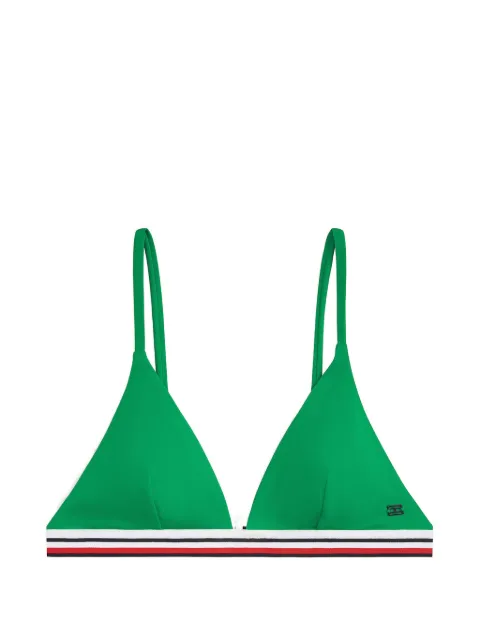Tommy Hilfiger Global Stripe triangle bikini top Green FUW0UW06350