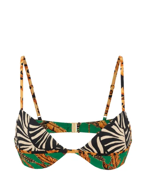 FARM Rio animal-print padded bikini top Green 260131