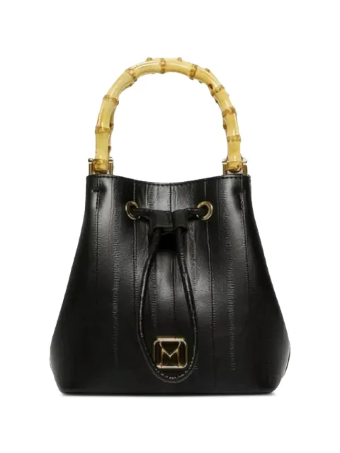 Marella bamboo-handle reptile-embossed bucket bag Black 2613511186200