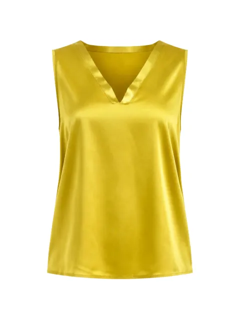 I BLUES satin-finish V-neck top Yellow QUAGLIA