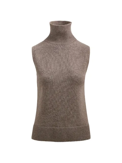 Brandon Maxwell Bruno sleeveless turtleneck vest Brown KN498PF26