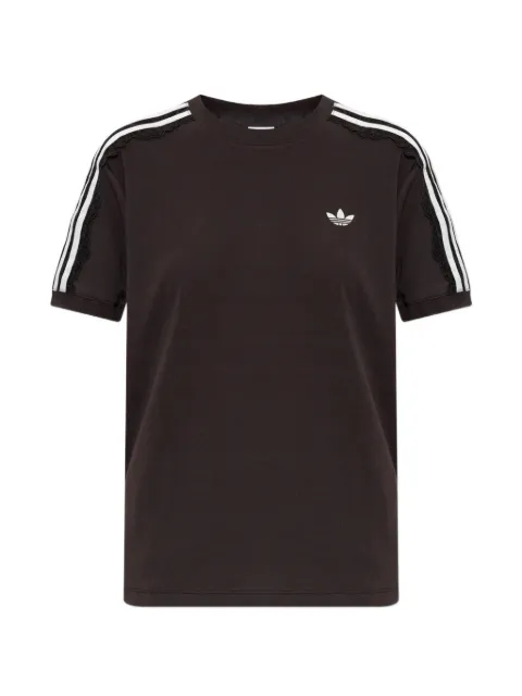 adidas lace-trim embroidered-logo T-shirt Brown LG4261