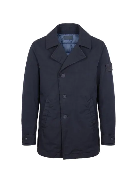 Stone Island logo-patch button-up coat Blue L2S154100027S0F27