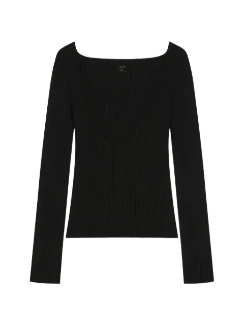 Courrèges ribbed-knit square-neck sweater Black 426MPU326FI0001