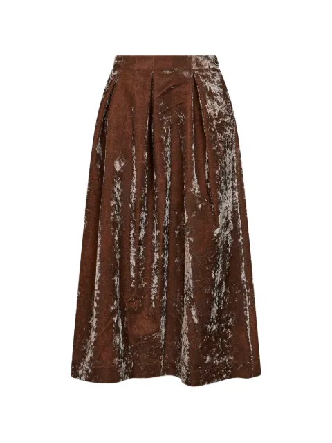 Uma Wang inverted-pleat flared midi skirt Brown UP2006UW550