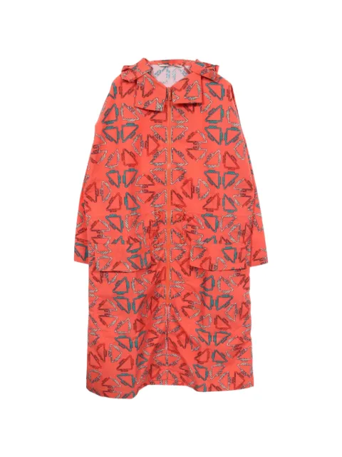 Hermès Pre-Owned 2010s Tatersales Long Beach hooded coat Orange 1098730