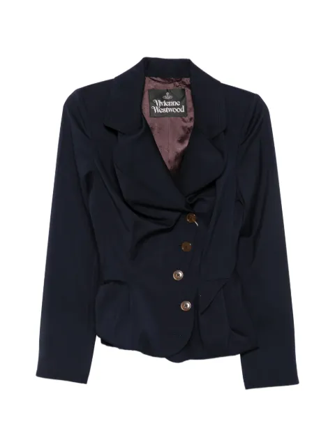 Vivienne Westwood draped asymmetric-fastening jacket Blue 1401006CW01IO