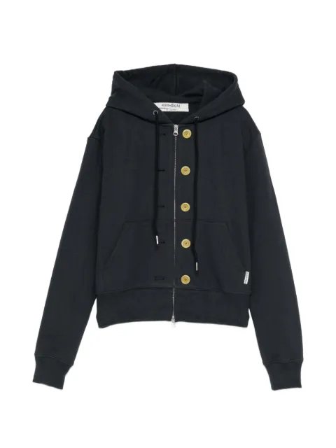 Kimhekim Ash-button zip-up hoodie Black ZG3HD01NV