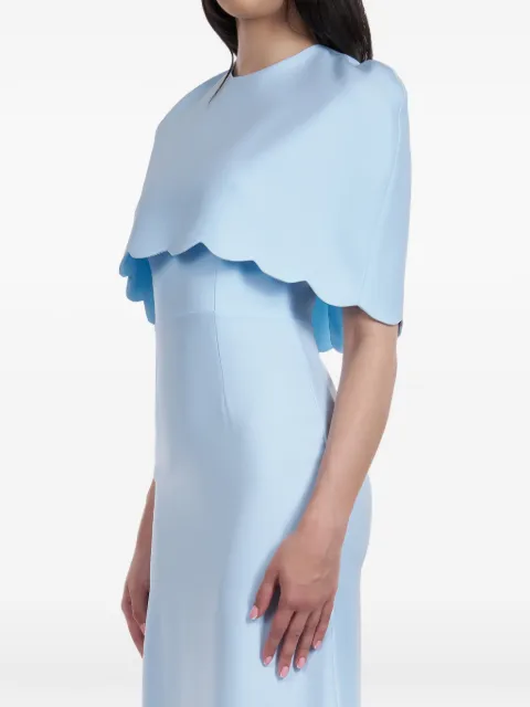ARAFTU scalloped-edge cape-overlay midi dress Blue RO04D0726