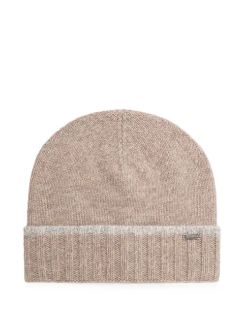 Paul & Shark ribbed-knit logo-plaque beanie hat Neutrals 16357100
