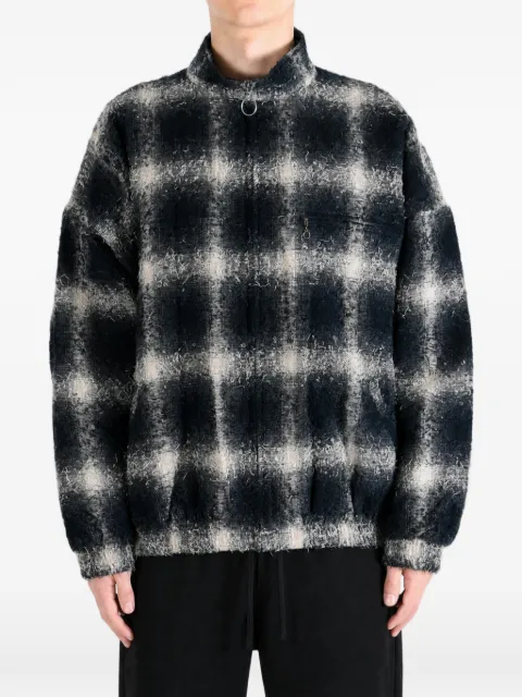 Kozaburo check-pattern zip-up jacket Black 0519O002