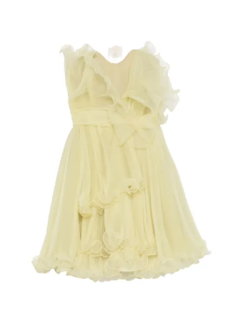 Marchesa strapless pleated dress Yellow M2591226